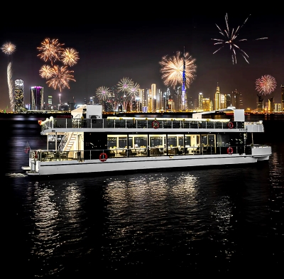 Creek Luxury Yacht with Burj Khalifa Fireworks