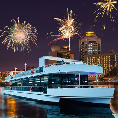 Creek Luxury Yacht with Burj Khalifa Fireworks