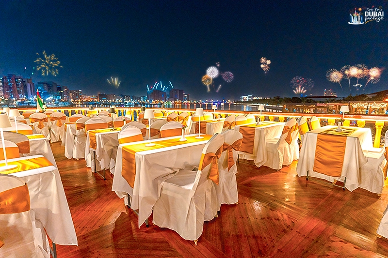 new year upper deck firework from creek cruise