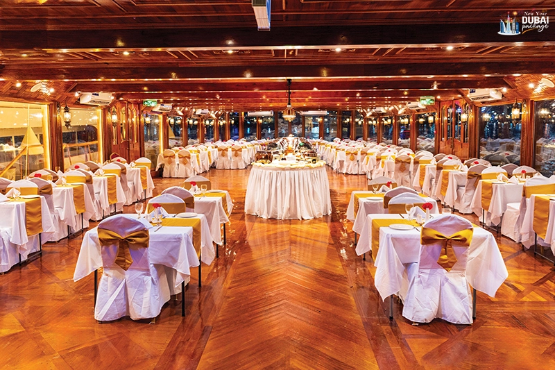seating area of creek dhow cruise